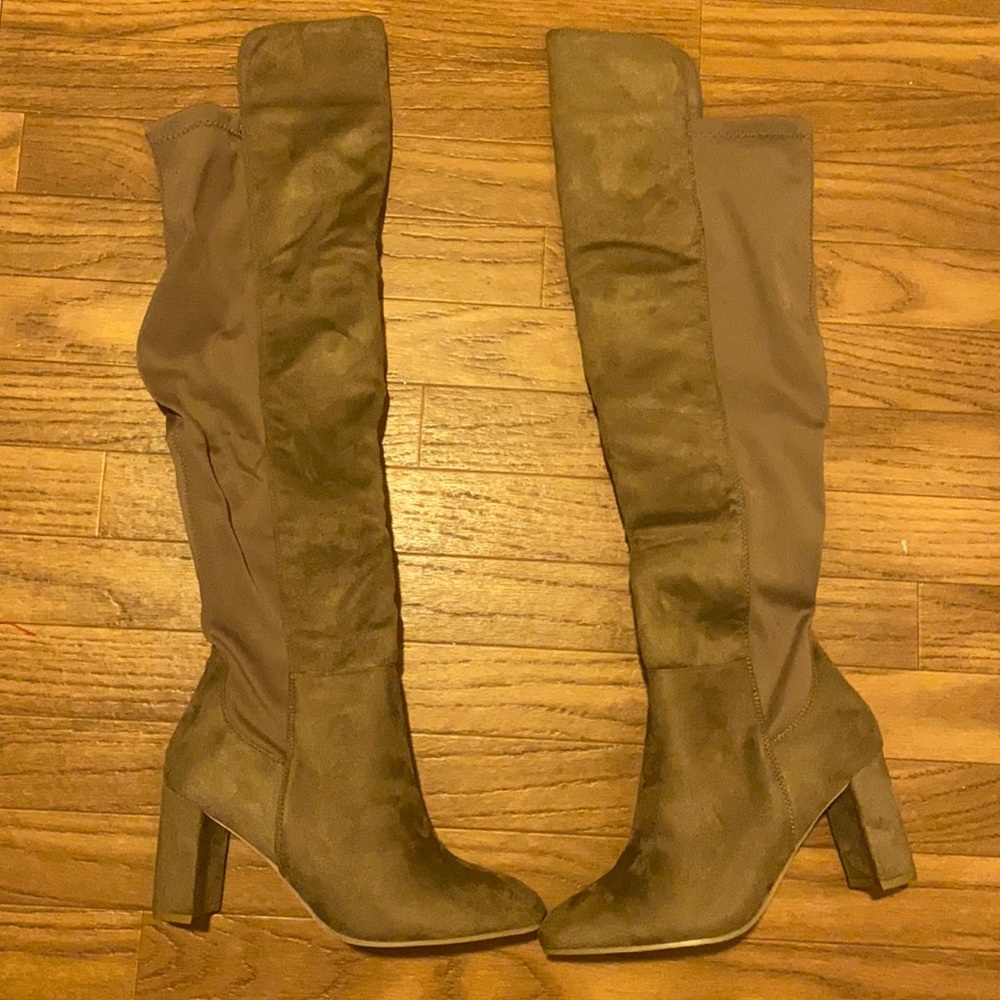 Taupe knee high boots
